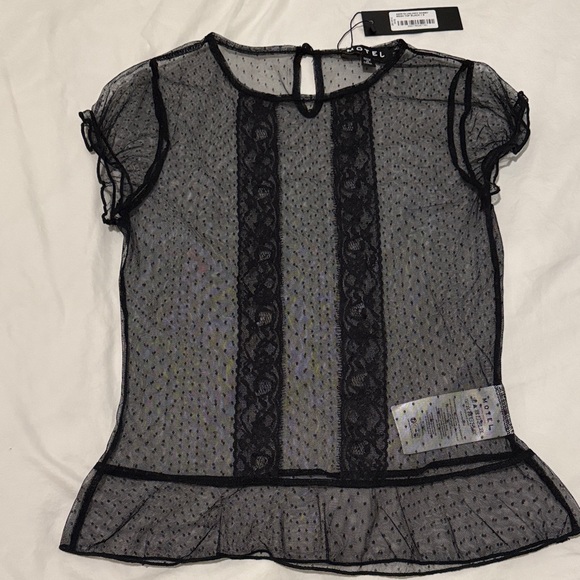 MOTEL NWT Amrita Unlined Top in Dobby Mesh Black - Picture 7 of 12